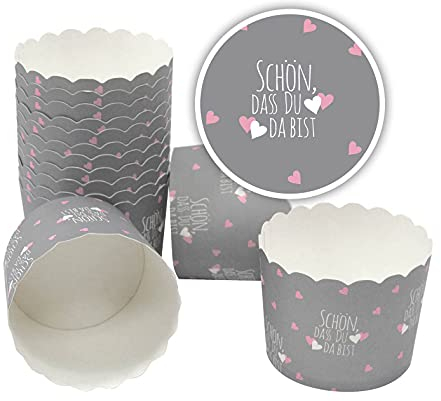 Frau WUNDERVoll® 100 Muffin BACKFORMEN SCHÖN, DASS DU DA BIST, Durchmesser 6,1 cm/Muffinbackform, Muffinform, Backformen, Backförmchen, Cupcake Formen, Muffin Förmchen Papier