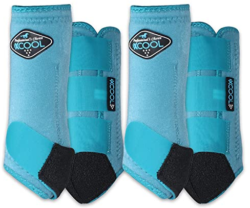 Professional's Choice 2XCOOL Sport-Medizin-Hufstiefel, schützendes und atmungsaktives Design für ultimativen Komfort und Haltbarkeit bei aktiven Pferden, 4er-Pack, Größe L, Türkis