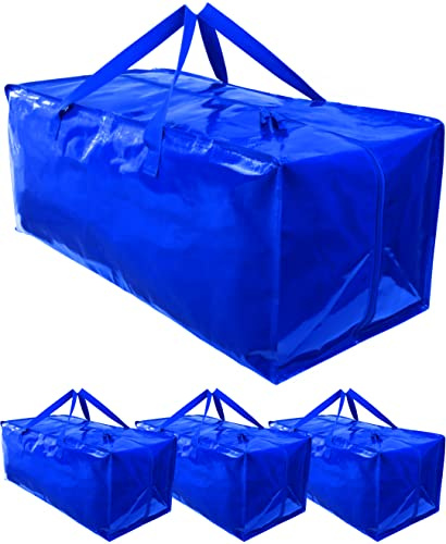 BY BE YOURS Pack 4 Bolsas de Mudanza XXL 74x36x33 cm con Asas y Correas de Mochila | Impermeables y Resistentes, Alternativa a las Cajas de Cartón, Para Ropa, Edredones y Almacenaje