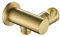 JMXD Handheld Shower Bracket Holder Adjustable Solid Brass Shower Head Holder Wall Mount Shower Wand Holder with Water Outlet 1/2, Brushed Gold,Round