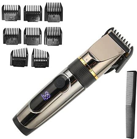 Tondeuse à Cheveux, Tondeuse à Cheveux étanche USB LCD avec Batterie au Lithium 2200 MAh, Tondeuse à Cheveux électrique sans Fil Rechargeable pour Barbe, Visage, Nez et Poils D'oreille