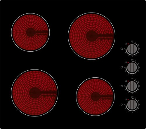 electriQ 60cm 4 Zone Ceramic Hob with Knob Controls