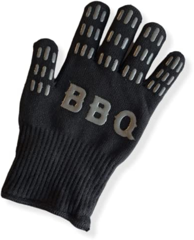 ANTEVIA - Gant barbecue anti chaleur et antidérapant | CERTIFIÉ EN407 et EN388| Taille universelle | Cuisine BBQ Four | Couleurs : Noir et gris (BBQ Glove)