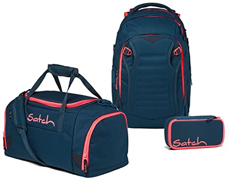 satch Match Schulrucksack Set 3tlg. mit Sporttasche und Schlamperbox (Pink Phantom)