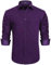 HISDERN Lila Herrenhemd Formelle Langarm Button-down Braun Tupfen Arbeit Mode Smart Blumenkragen Regular Fit Dunkelviolett Hemd L