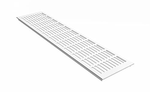 MS Beschläge Heizungsabdeckung 130mm breit Aluminium Lüftungsgitter Weiß RAL9016 pulverbeschichtet Stegblech 30x5mm Lochung Abluft- Zuluftgitter Verkehrsweiß (Länge 1500mm)