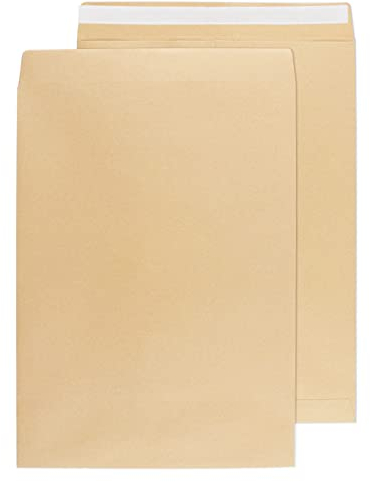 50 Stück Briefumschläge A4 Versandtaschen Braun Große Umschläge Kraftpapier Ohne Fenster Faltentasche Kuvert Briefkuvert für Briefe Rechnungen Weihnachtskarten 22.9 * 32.4CM