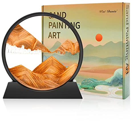 Wai Danie Sablier Decoratif Cadre Sable Mouvant 3D art du sable en mouvement Peinture de Sable Qui Coule Convient pour Kits de Sable pour Enfants Adolescents Adultes Cadeaux (Or, 7)
