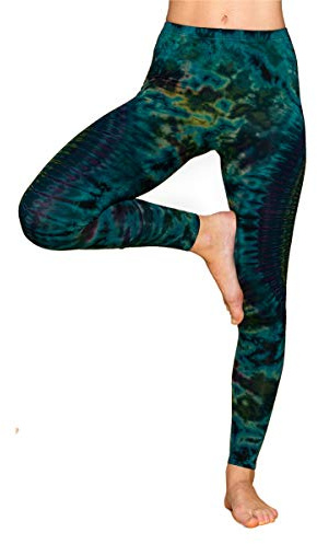 PANASIAM Yoga Leggings Damen - Batik Dschungel Design - Sport Tights lang | handgefärbtes Unikat, weich & elastisch, Sporthose für Fitness, Gymnastik & Freizeit, atmungsaktiv, Viskose mit Elasthan