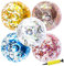 Gukasxi Lot de 5 balles gonflables à paillettes de 40 cm - Pour la plage, l'été, la piscine, le jeu - Paillettes - Jouet d'eau pour enfants et adultes - Boules transparentes