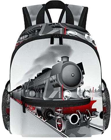 DJROW Eisenbahn-Zug Retro Kleinkind Kid Jungen Mädchen Kindergarten Kinder Snack Kindergarten Kindergarten Rucksack, mehrfarbig, 10x4x12 in