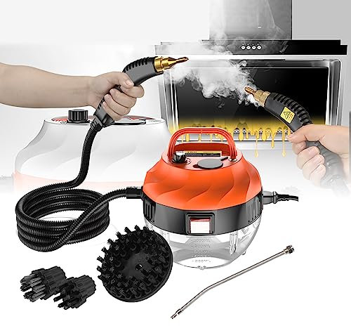 HYQNG 2500W High Pressure Steam Cleaner Portable High Temperature Steam Cleaning Machine with 3 Brush Heads 2 Spray Gun, 6 Adjustable Speeds Cleaning kit Tool for Kitchen Bathroom Furniture car B