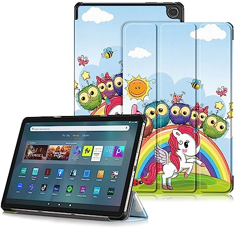 DINGGUAGUA Hülle für Amazon Fire Max 11 11 Zoll 2023, Ultra Dünn Schutzhülle mit Schlaf/Wach und Ständer Funktion,WEinhorn