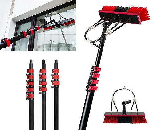 30FT Telescopic Water Fed Window Cleaning Pole, Witriolik Extendable Solar Panel Conservatory Brush Equipment Kit, High Reach Window Cleaner Tool, Extendable Extended Extension Brush Kit