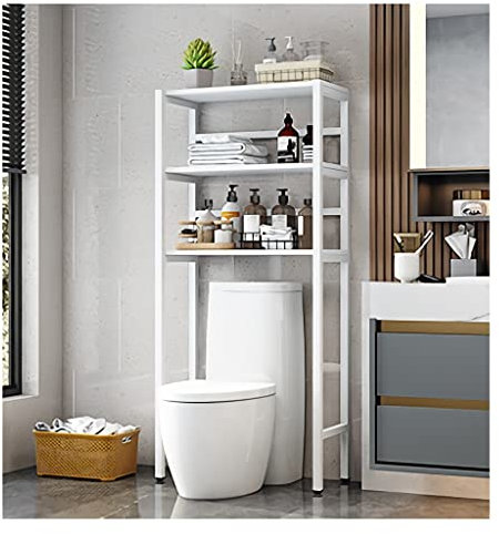 Estante de inodoro de 3 niveles, estante para lavadora que ahorra espacio, esquina de almacenamiento superior para fregadero de baño, fácil montaje, conveniente y versátil
