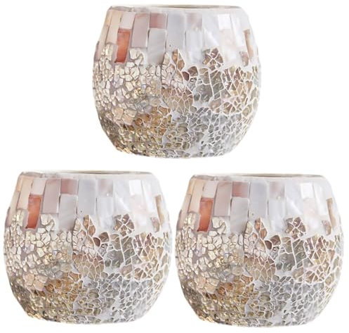 Warmhm 3st Kerzenhalter Aus Mosaikglas Kerzensäulenhalter Mosaik-kerzenhalter Votivkerzenhalter Aus Glas Valentinstag Kerzenhalter Kristalltablett Rundes Tablett Leuchter Kerzenglas