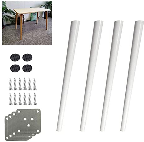 4 Patas De Muebles De Madera Maciza, Patas De Armario De Roble, Patas De Escritorio, Patas De Repuesto Para Mesa De Comedor, Patas De Silla, Patas De Pie, Para Sofá, Cono Oblicuo,Blanco,70cm/27.6in