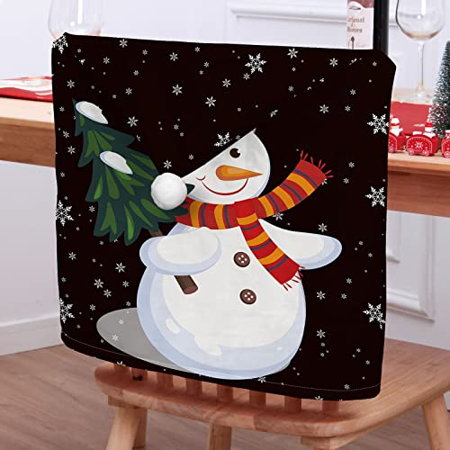 Morbuy Weihnachten Stuhlhussen 2-8er Set Nikolausmütze Esstisch Stühlen Set, Weihnachtsdeko Stuhlhussen Hussen für Esszimmerstühle, Weihnachtsfeier (6er Set,Schwarzer Yeti)