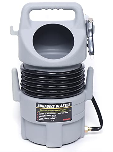 Portable Mobile Sand Blasting, 120 PSI Sand Blaster Air Gun Kit, Portable Shot Blasting Kit with Sandblasting Gun, Pneumatic Connection,Hopper, Allen Key