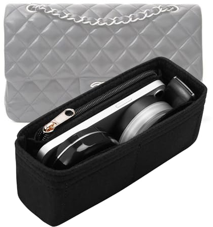 LOUKAYCCI Geldbörsen-Organizer-Einsatz für Chanel Classic Flap große Tasche Organizer Einsatz Handtasche (schwarz, groß)