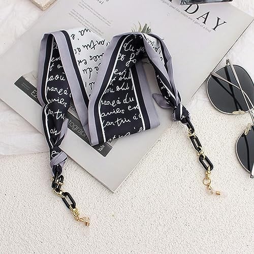 OMEVU Catene per Occhiali con Nastro di Seta Boho Occhiali da Sole in Acrilico Porta Cordino Maschera Cinghia da Appendere al Collo Occhiali Regalo per Ragazza