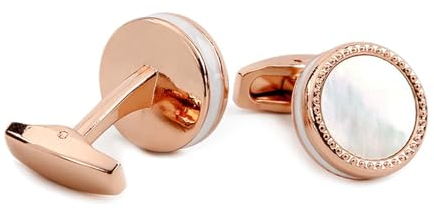 Dsnyu Manchettenknoepfe Herren Rosegold, Manschettenknöpfe Set Herren Muschel Eingelegt Hochzeit Schmuck für Hemd mit Geschenkbox