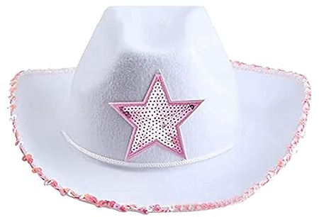 Cowboyhut mit Federn für Karneval 80er Dating-Party, Rosa Hut mit Feder, flauschiger Federrand, Erwachsenengröße, Cowboyhut für Bachelorette-Kostümparty, Spiel-Anzieh-Outfits für Frauen Mädchen
