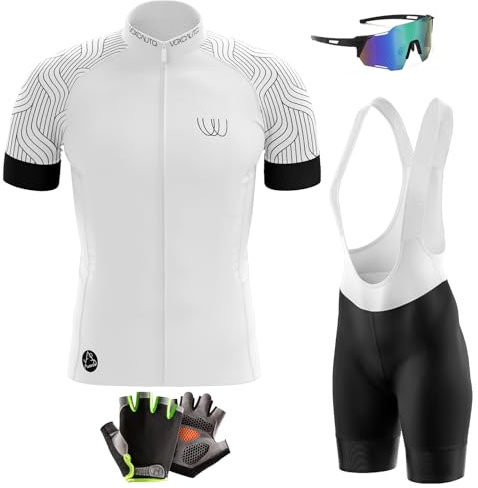 Herren Fahrradtrikot,Kurzärmliges Set,Herren Kurzarm Fahrrad Trikot Set mit 9D-Gel-gepolsterten Shorts, Fahrradbekleidung Set für Mountainbikes