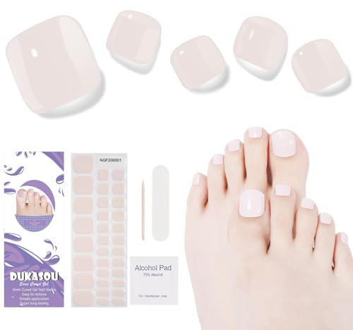 Ongles en Gel UV Semi Durci Lot de 32 pcs Faux Ongles Pieds Autocollants Auto-adhésifs Vernis Autocollant Ongles Bande Gel Ongle UV Pour Femmes Nail Art Stickers