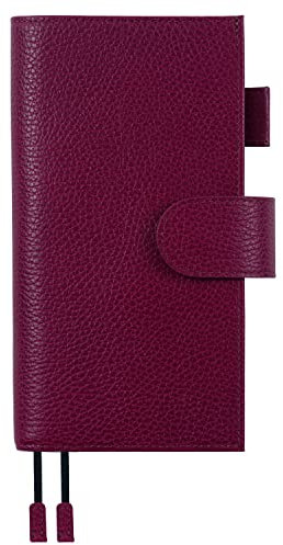Moterm Lederbezug für Hobonichi Weeks - Passend für Hobonichi Weeks/Weeks Mega, mit Rückentasche (Feste Kieselstein-Rote Bete)
