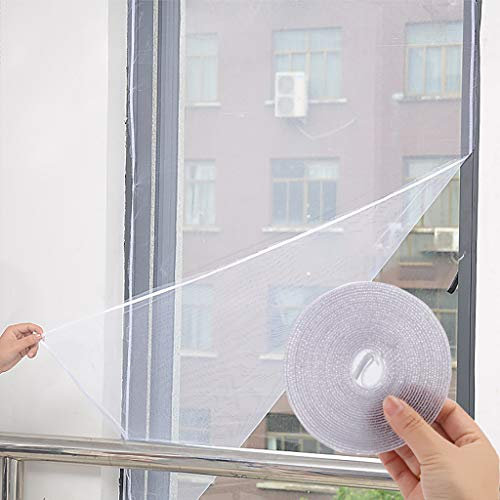 Fliegengitter Fenster 130x150cm Fiberglas-Fliegengitter Gewebe Insektenschutz Gaze Fliegenschutz Fenster Mesh Insektenschutz Fenster Fliegennetz Fenster Insektengitter mit Klettband (Weiß)