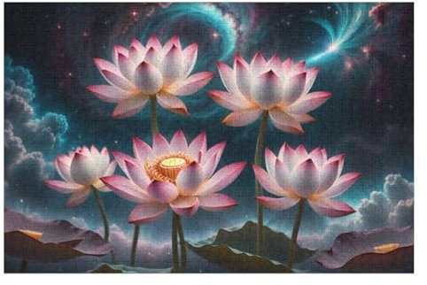 Lotus Puzzle Für Erwachsene,1000-teiliges Puzzle,Puzzle Für Erwachsene Und Kinder,Holzpuzzle,Lernspielzeug, (75×50cm)