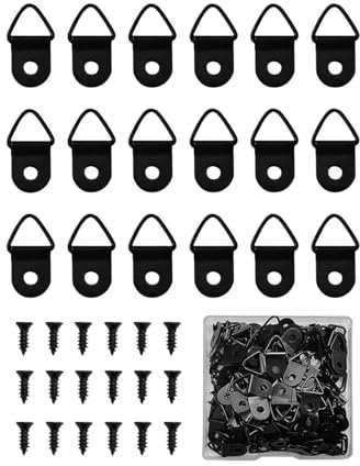 100 Stück kleine dreieckige Ring-Bilderaufhänger aus Stahl mit 100 Stück Schrauben, Dreiecksringe, Bilderaufhänger, dreieckige Bilderaufhänger, kleine Dreieck-Bilderaufhänger zum Aufhängen (schwarz)