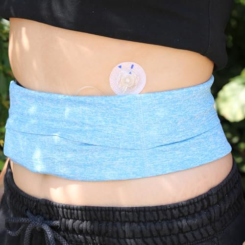 Diasticker® - Bauchgurt für Insulinpumpen, CGM-Lesegeräte - Light Blue Größe S (65-85 cm), Kompatibel mit Tandem t:slim, Ypsopump, Medtronic Minimed & mehr