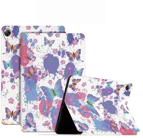 DayQiQiPu Funda para Huawei MediaPad M6 (10,8 Pulgadas, Modelo: SCM-AL09/SCM-W09) Flor mariposa serie Patrón PU cuer, Carcasa Tableta Flip de Soporte ultradelgada Con Auto Reposo/Activación,02