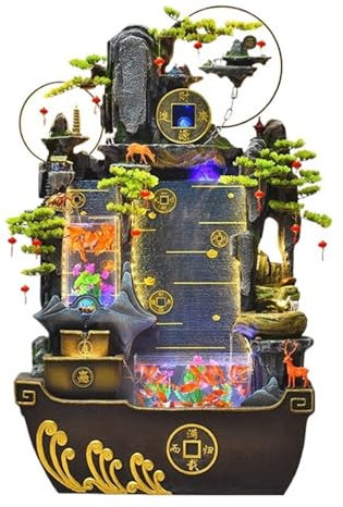 Fontana Giardino Fontana da Terra for Soggiorno con Laghetto for Pesci, Decorazione della Hall dell'Ufficio con Fontana a Cascata Rocciosa, for un Ambiente Domestico Sereno Fontana Esterno(Piccolo)