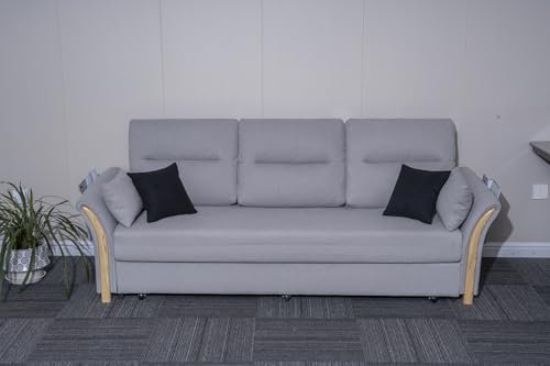 3 Seater Fabric Pull Out Sofa Bed With Storage for Living Rooms- Cheap sofa & chaise for sale (Grey)