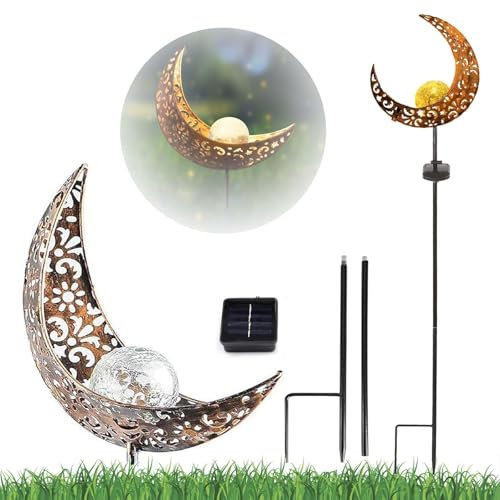 Mond Solarleuchten Garten Deko Terassendeko,Freien Solarlampe für Außen,Mond Solarleuchten für Außen Terrasse Rasen,Firefly Solar Pathway Lights für Wege Patio Rasenflächen Gartendeko