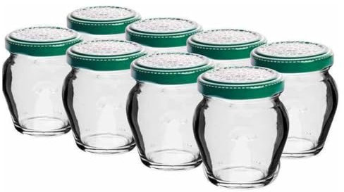 TO-vetro, 106 ml, a forma di anfora con tappo a vite colorato, Ø 53-8 pezzi.