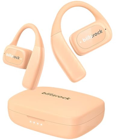 BlitzRock Open Ear Kopfhörer Bluetooth 5.4, Ultra Leicht Design, Klarer Klang, 4-Mic ENC Noise Canceling, App-Anpassung, 28h Laufzeit, IPX5 Offene Ohrhörer für Sport, Joggen, Rosa