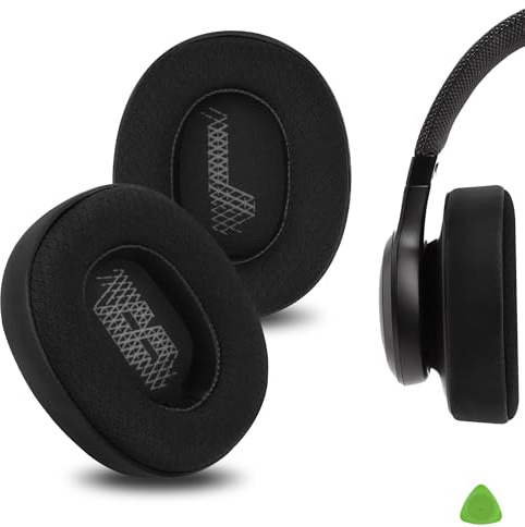 Geekria Comfort Mesh Fabric Replacement Ear Pads for JBL Live 500BT, 500BTNC Headphones, Ear Cushions, Repair Parts (Black)