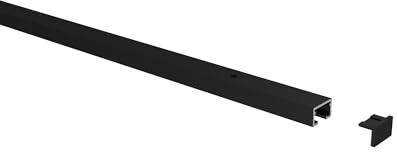INTERDECO Gardinenschiene, Vorhangschiene und Deckenschiene 1-läufig aus Aluminium, flache Objektschiene, Schwarz, vorgebohrt, zur einfachen Deckenmontage, Typ 15201100, 260 cm
