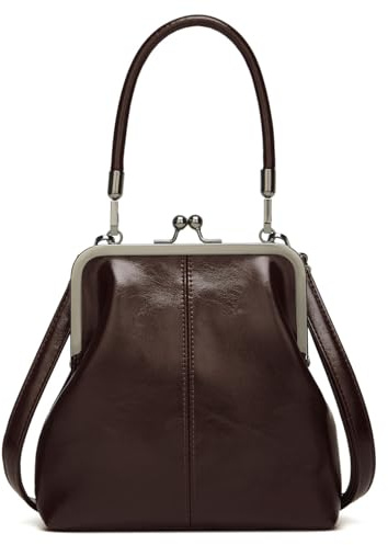 Women's Kiss Lock Crossbody Bag PU Leather Kiss Clasp Purse Crossbody Shoulder Bags Hobo Tote Purses Wallet Handbags