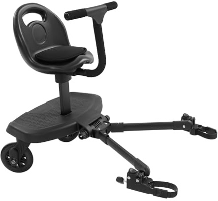 Buggy Board, 110lbs Trittbrett für Kinderwagen Universal Buggyboard Mit Sitz 2-In-1 Kinderwagen Board Abnehmbarer Sitz Kiddy Board 360° Drehbare Stoßdämpfende Räder Für 2-6 Jahre