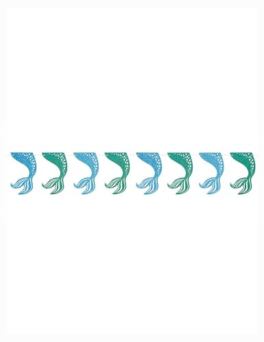 Blue & Green Mermaid Tails Glitter Garland (2.7m Long) 1 Piece - Enchanting Décor for Special Occasions and Events