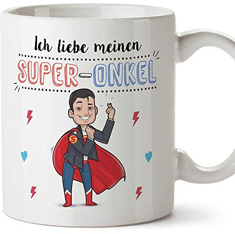 Mugffins Onkel Tasse/Becher/Mug - Ich Liebe Meinen Super-Onkel - Schöne und lustige Kaffeetasse als Geschenkidee für Onkel. Keramik 350 mL