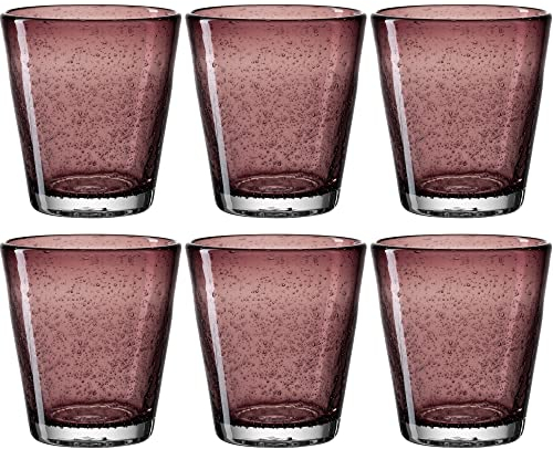Leonardo Burano Trink-Gläser 6er Set, handgefertigte Wasser-Gläser, spülmaschinengeeignete Gläser, bunte Trink-Becher aus Glas lila 330ml, 034761