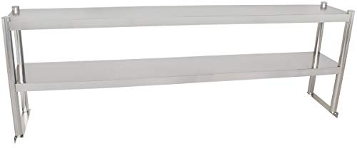 Beeketal 'BTA-200' Küchen Arbeitstisch Aufsatzboard 200 cm aus Edelstahl mit 2 Ablageflächern (Tragkraft je Ablage 15 kg) - Regal Aufsatz zur Montage auf Beeketal Gastro Küchentischen