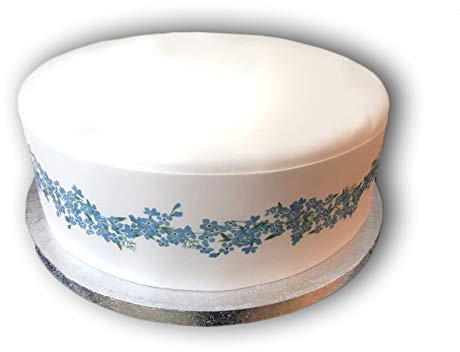 Top That Essbares Dekoband Forget Me Not Blue mit Blumenmotiv, ideal für größere Kuchen, einfach zu verwenden