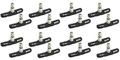 P4B | Bremsschuhe für V-Brake - 70 mm | Modell PM25 | Fahrrad Bremsbeläge mit Bolzen, symmetrischem Gewinde und Befestigungsmaterial (Schwarz / 8 Paar = 16 Stück)